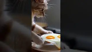 Cocinando Huevos Estrellados! #shorts #gato #ia