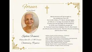 Sylvia Francis Wife of Late Dr. C.M. Francis Chalissery, 91 years