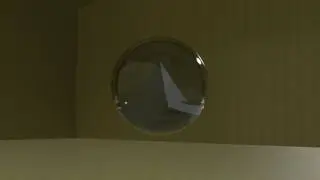 Rotating pyramid in glass ball