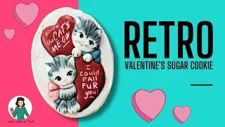 Retro Valentine Cat Cookies ❤️ Royal Icing Pressure Piping & Painting Magic!