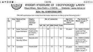 IIT Delhi new job vacancy for non teaching staff new job 2020