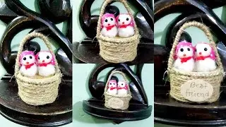 How to make jute rope craft and cotton doll.DIY cotton doll. Handmade jute craft ideas.