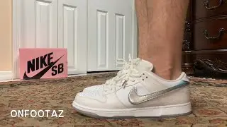 Nike SB Dunk Low Diamond Supply Co White On Foot