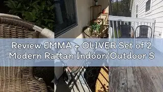 Review EMMA + OLIVER Set of 2 Modern Rattan Indoor/Outdoor Stack Chairs, Stacking Rattan Patio Chair