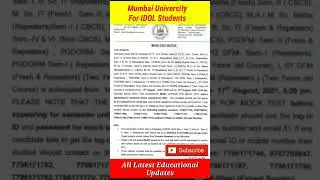 Mock Test for MU IDOL STUDENTS | Ashish Sir #Shorts