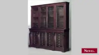 Antique English Regency mahogany bookcase with 8 brass