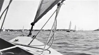 1936 Sail Boat Racing in Marblehead Harbor ~ Impressive Spectators at Anchor