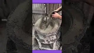 Making a cement bowl and using a mold on  center axis to smooth its surface#CementCraft #DIYProject
