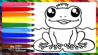 Draw And Color A Frog With A Crown 🐸👑🌊🌈 Drawings For Kids
