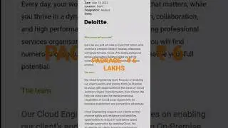 Deloitte Off Campus Drive 2022 | 2021 | 2020 | Latest Recruitment 2022 | Deloitte Hiring #shorts