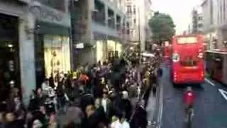 LONDON ENGLAND in 2006 / Double deck bus Ride along OXFORD STREET / OXFORD CIRCUS