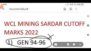 wcl mining sardar cut off 2022/answer key released