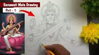 Saraswati Drawing,How to Draw Mata Saraswati Drawing,Saraswati Mata Drawing,Saraswati Thakur Drawing