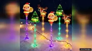 Solar Christmas Outdoor Lights  6 Pack LED Fairy Garden Lights with Santa