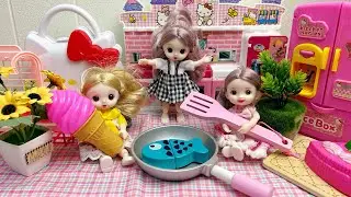 2 Minutes Satisfying With Hello Kitty Kitchen Doll Cooking And Cutting Fruits And Vegetables