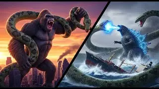KING KONG and GODZILLA vs. GIANT PYTHONS in a City-Smashing and Sea-Crushing Fight