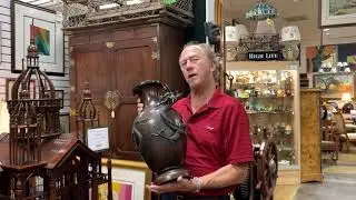 Large bronze dragon vase in high relief at Gannons Antiques