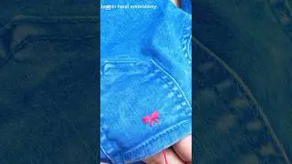 Tiny Bow Embroidery Tutorial on Pant pocket🎀#stitch#embroidery #diynstitch#success#diy#bow#yt