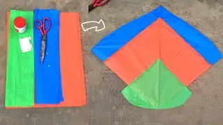 (1Tawa) How To Make A Kite With Plastic Bag & Broom Sticks | Kite banane ka Asan tarika||Part01