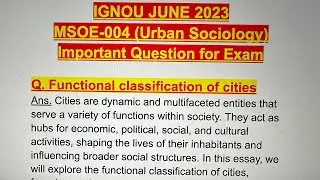 IGNOU💯🤩 MSOE004 Important Exam Question✅ Functional Classification Of Cities #upsc #mso #sociology