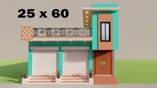 आगे दुकान पीछे चार कमरे का मकान,3D 25 by 60 4 bedroom with shop plan,25*60 house design,3D makan
