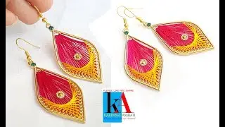 DIY || How to make String Art Earrings || String model Silk Thread Earrings at Home