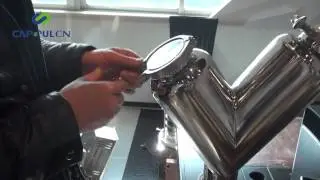 The operation video of Powder V-Type Mixer makes powder for Tablet press & Capsule filler machine