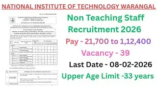 NIT Non Teaching Recruitment 2026 | Eligibility Details | Anish Chauhan Job Notifications 