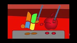 Obi-Wan and Anakin but it's Windows XP and Apple Reversed 