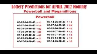 Lottery Predictions April 2017 Monthly - Powerball and Megamillions