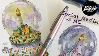 Ink-&-Wash Lighthouse Snow Globes & ME vs Social Media