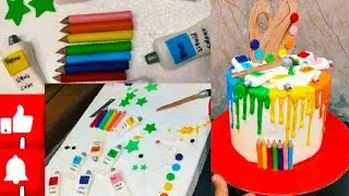 Art theme cake.. colour pencil.. Fondant #December Cake  video #youtubeshorts #shortvideo shorts 1st