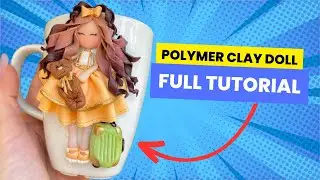 Polymer Clay Doll with Teddy Bear on Mug | Clay Craft Idea