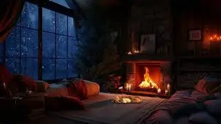 Cozy Bedroom Ambience with Relaxing Piano Jazz Music 🎄Wind Sounds for Study and Sleep
