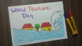 World Tsunami Day Poster | Drawing & Painting On Tsunami Day | Easy Drawing Crayons