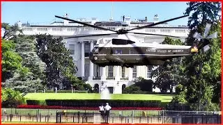 MARINE ONE landing at the White House - US President's official helicopter -