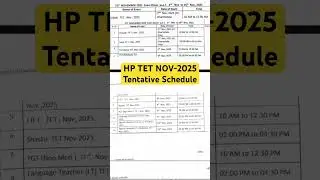 HP TET November 2025 Tentative schedule// HPBOSE HP TET November 2025