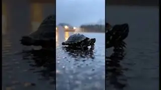 Tiny Turtle&rsquo;s Life-Hanging Journey Across a Rainy Road 🐢💔