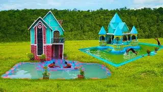 Top 2! How to build a mud villa with underground pool and winter fire pit