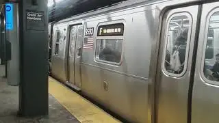 IND Queens Boulevard Local: R160 E, F and R Trains at Grand Avenue-Newtown