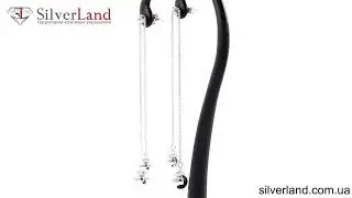Серебряные длинные серьги Маятник с шариками на цепочке Ms330 в SilverLand.com.ua