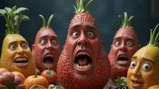 Fruits & Vegetables Eating Themselves 🍇 | Realistic 3D AI Animation | Unreal AI Art Video