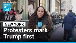 New Yorkers brave bitter cold to protest Trump on inauguration anniversary &bull; FRANCE 24 English