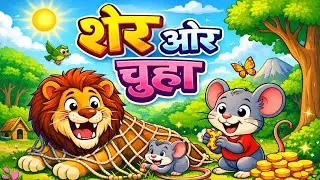 Sher Aur Chuha | शेर और चूहा|  Hindi Moral Story for Kids | Magical Pond Story |KidsOne Hindi Kahani