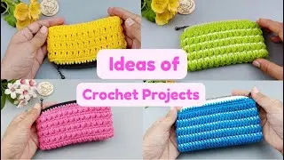 Gift Ideas! Crochet Projects, Crochet Zipper Purse with Easy Stitch | ViVi Berry DIY