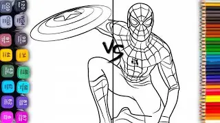 Captain America Spiderman Cartoon VS Real Drawing | Spiderman cartoon Coloring Pages