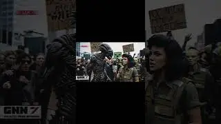 #BreakingNews ALIEN PROTEST! #ai #aivideo #littlericky #aliens