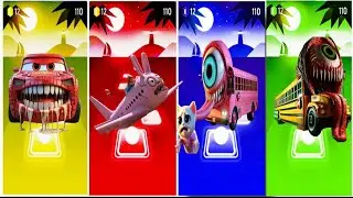 McQueen Dinosaur VS Pinki Infected Sky VS School Bus Pink VS School Bus#tileshopedmrush