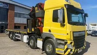 DAF CF460 32 TONNE 8X2 DRAWBAR SPEC FLATBED CRANE 2016 - HV66 HBC