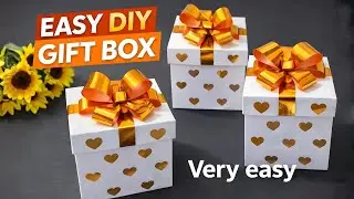 DIY Gift BOX Easy |Hand Made Paper GiftBox Step By Step Tutorial |Paper  Craft | Easiest BowTutorial